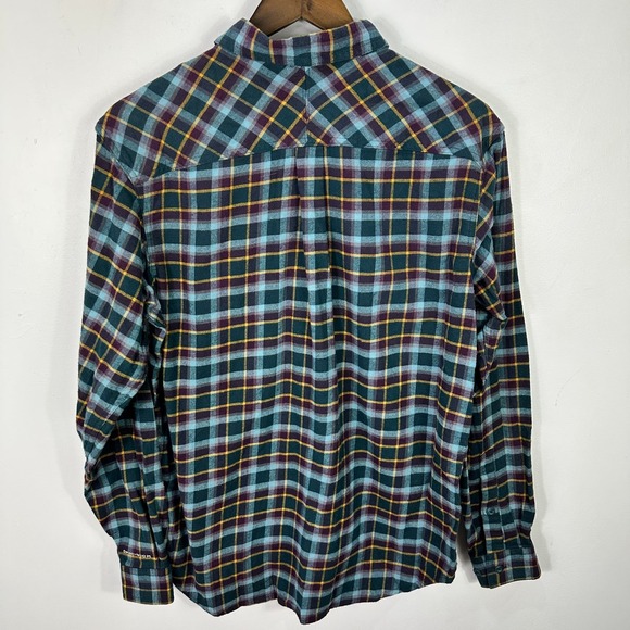 Columbia Omni Wick Plaid Flannel Shirt Mens M Blue Green Button Front Outdoors - Picture 7 of 7